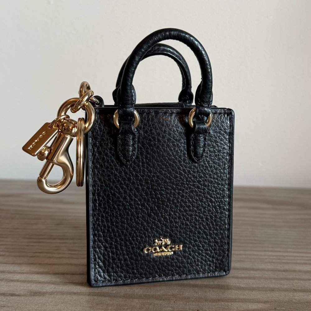 Coach North South Black Leather Bag Charm